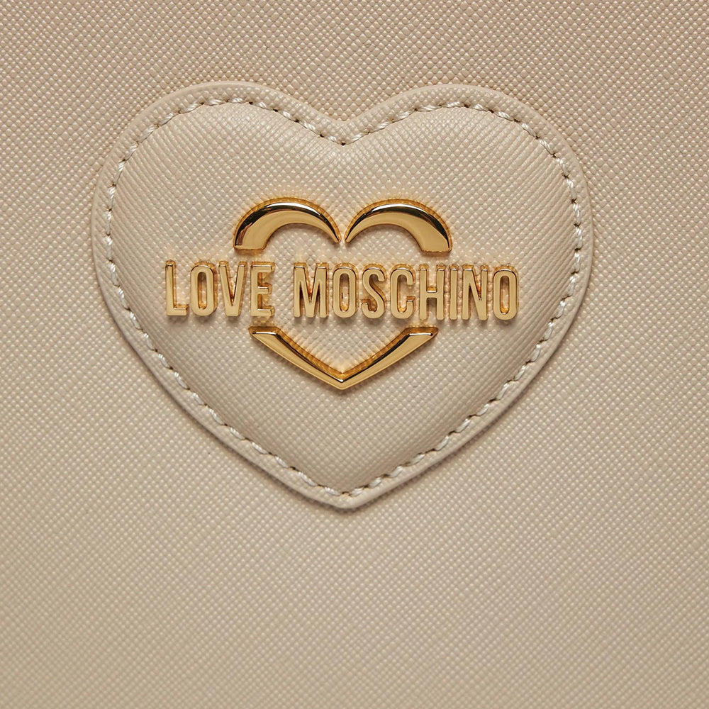 Shopping Bag LOVE MOSCHINO linea Sweet Heart stampa Saffiano Avorio