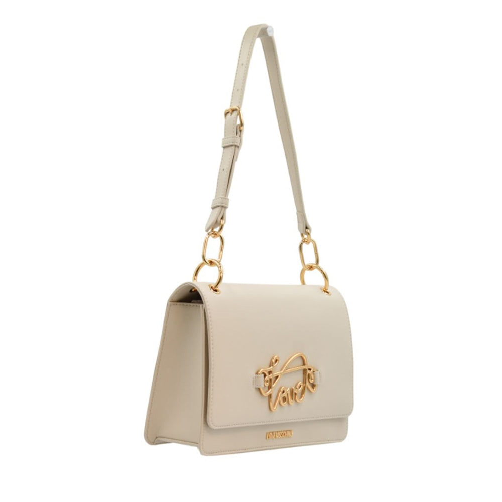 Borsa Donna a Spalla LOVE MOSCHINO Avorio con Logo in Corsivo