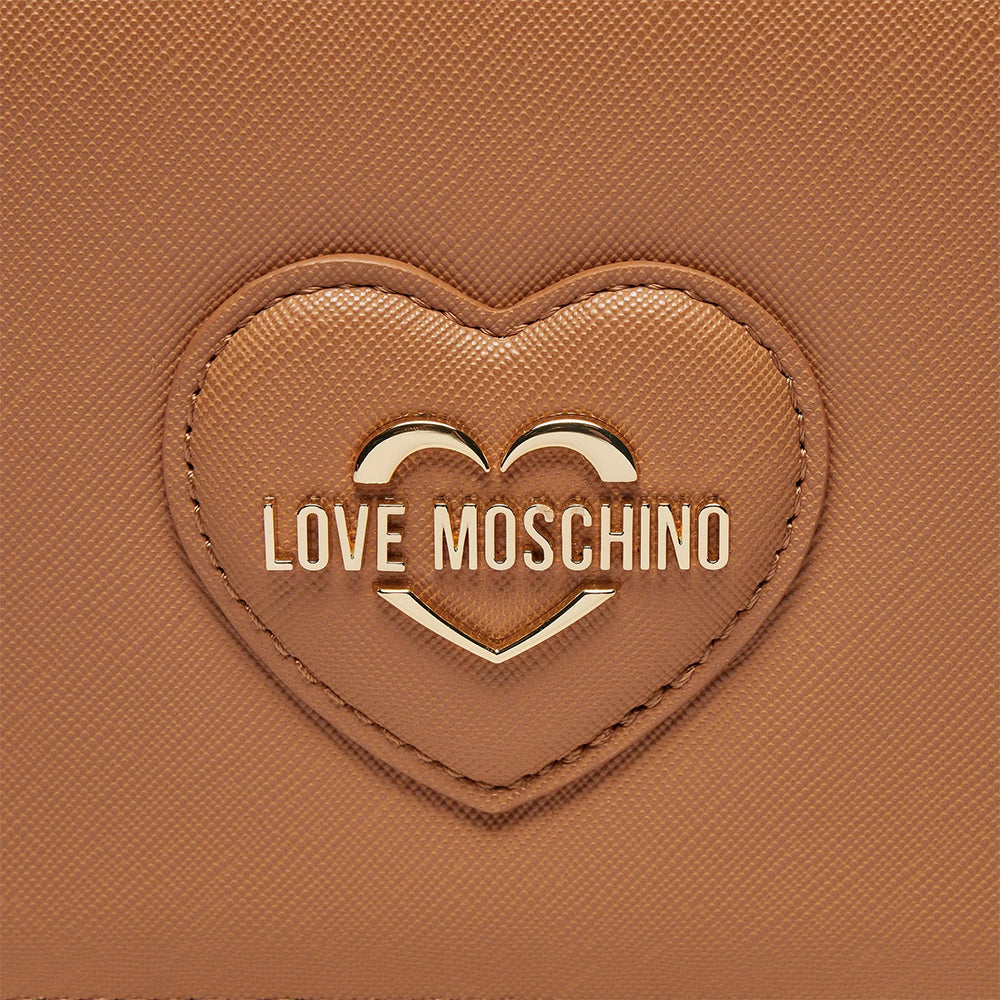 Clutch Donna con Tracolla LOVE MOSCHINO linea Sweet Heart stampa Saffiano color Biscotto