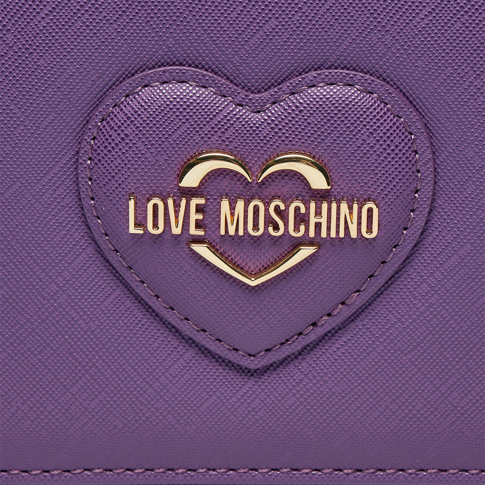 LOVE MOSCHINO Damen-Clutch mit Schultergurt, Sweet Heart-Linie mit lila Saffiano-Print