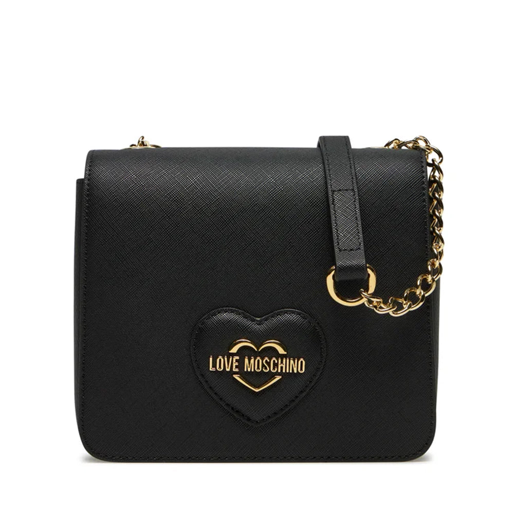 Borsa a Spalla LOVE MOSCHINO linea Sweet Heart stampa Saffiano Nera