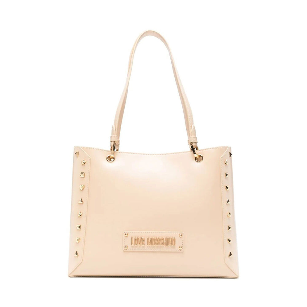 Shopping Bag LOVE MOSCHINO Beige con Borchie