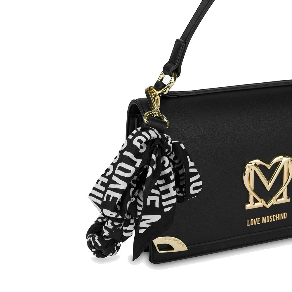 Borsa Donna a Mano e a Spalla LOVE MOSCHINO Nera con Foulard