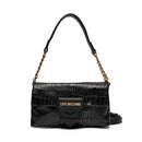 Borsa a Spalla con Tracolla LOVE MOSCHINO stampa Croco Nera