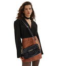 Borsa a Spalla con Tracolla LOVE MOSCHINO stampa Croco Nera