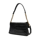 Borsa a Spalla con Tracolla LOVE MOSCHINO stampa Croco Nera