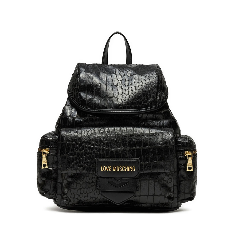 LOVE MOSCHINO Damen Rucksack Kroko-Print in Schwarz