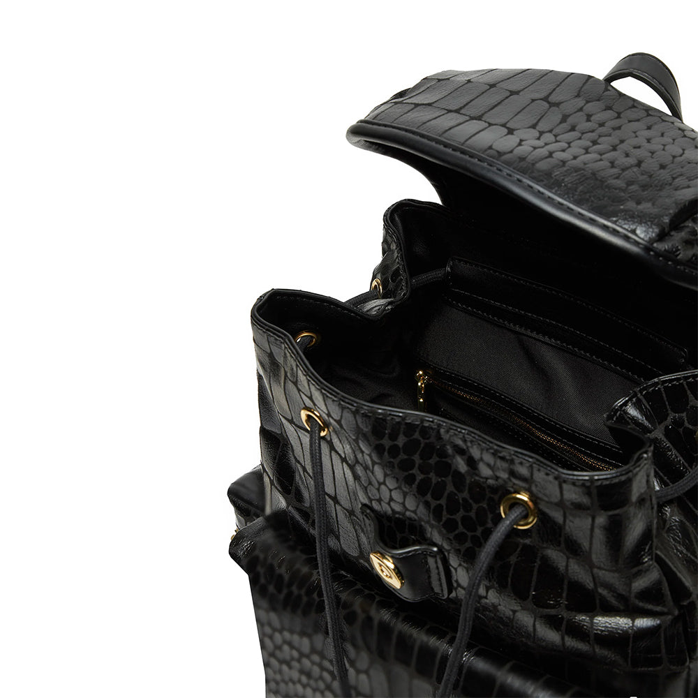 LOVE MOSCHINO Damen Rucksack Kroko-Print in Schwarz
