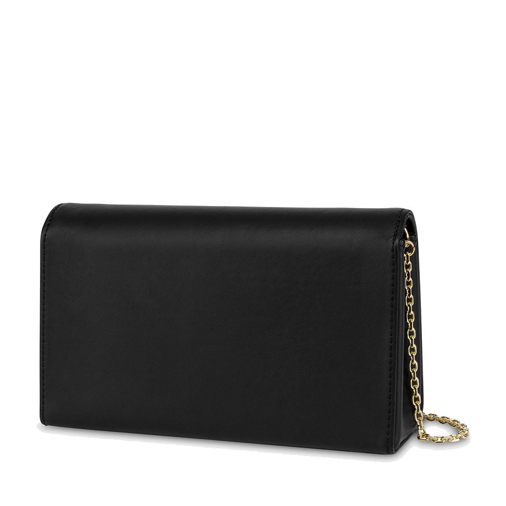 Clutch Donna con Tracolla LOVE MOSCHINO linea Sparkling Logo Nero con Logo in Paillettes Oro