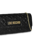 Gesteppte Damen-Clutch mit Schultergurt LOVE MOSCHINO-Logo-Schriftzug in Schwarz