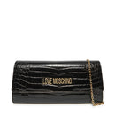 LOVE MOSCHINO LETTERING LOGO LINIE
Damen Clutch mit Schultergurt in Schwarz mit Kokosnuss Print