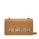 Damen-Schulter- und Umhängetasche LOVE MOSCHINO Bold Love Lettering-Linie in der Farbe Biscuit