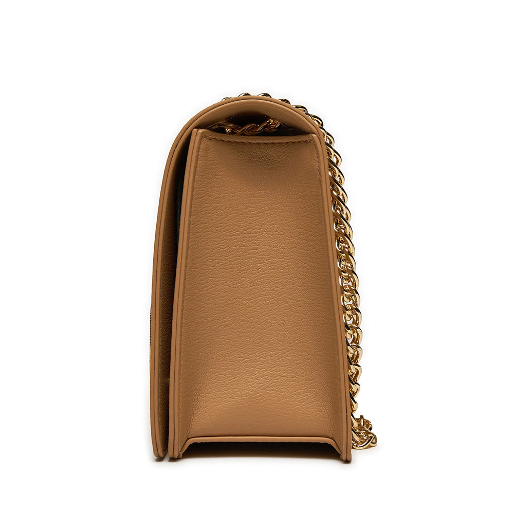 Damen-Schulter- und Umhängetasche LOVE MOSCHINO Bold Love Lettering-Linie in der Farbe Biscuit