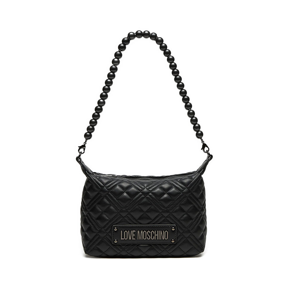 Hobo Bag Small LOVE MOSCHINO linea Pearls Trapuntata Nera con Logo Canna di Fucile