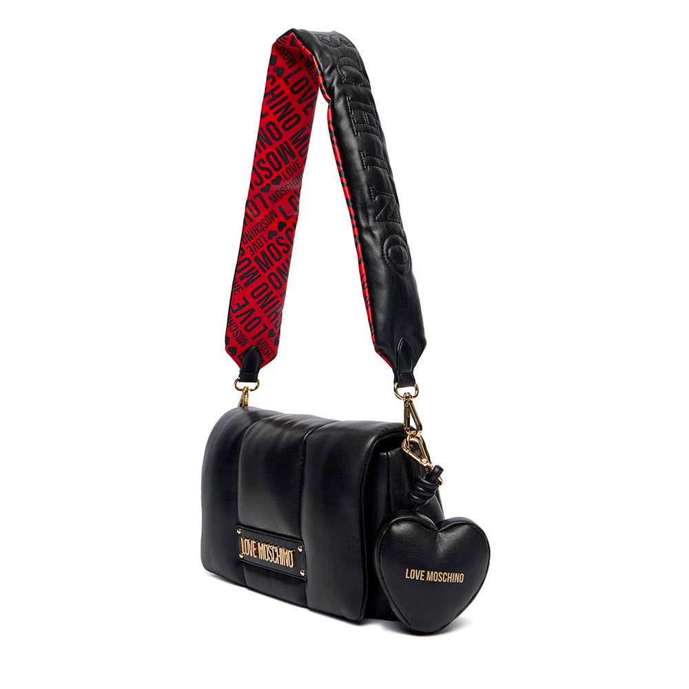 Borsa Donna a Tracolla LOVE MOSCHINO linea Puffy Logo Trapuntata Imbottita Nera