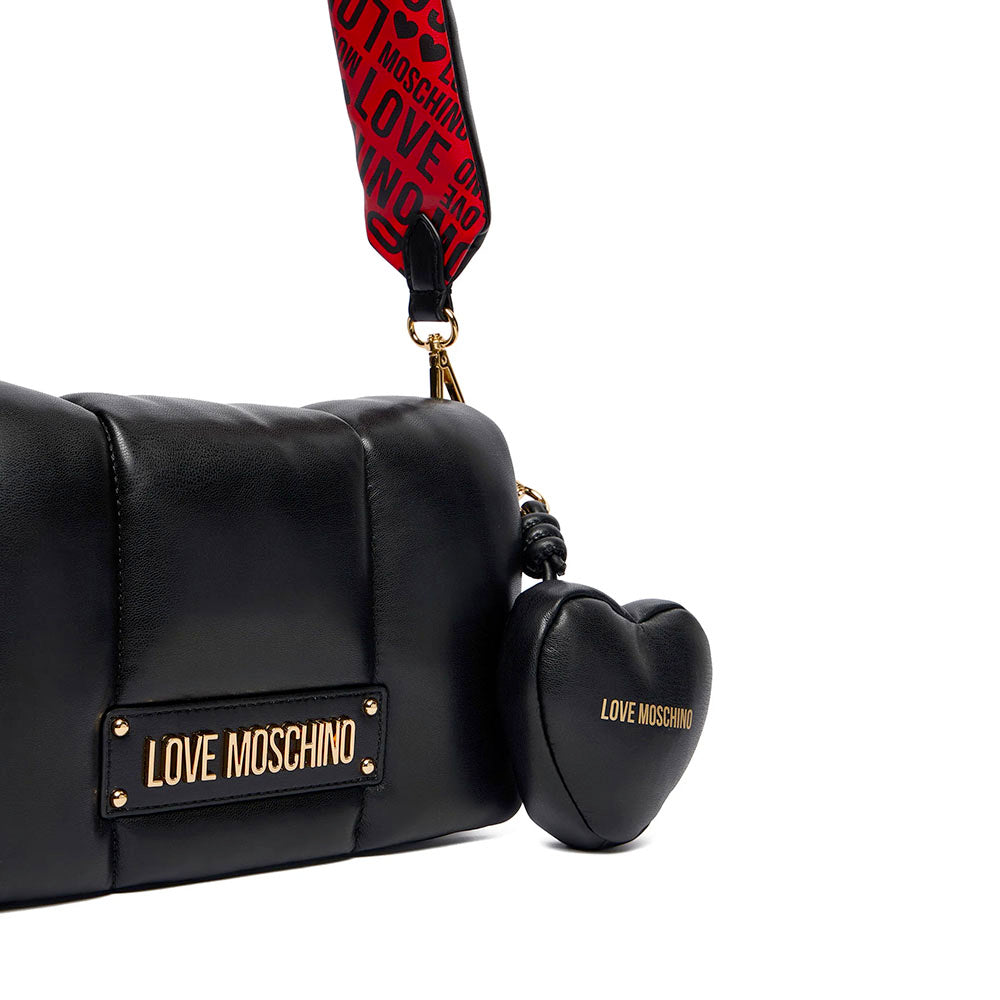 Borsa Donna a Tracolla LOVE MOSCHINO linea Puffy Logo Trapuntata Imbottita Nera