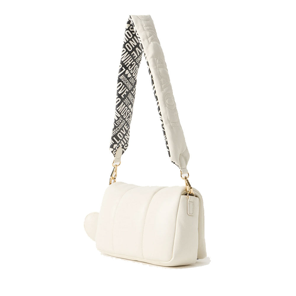 Borsa Donna a Tracolla LOVE MOSCHINO linea Puffy Logo Trapuntata Imbottita Avorio