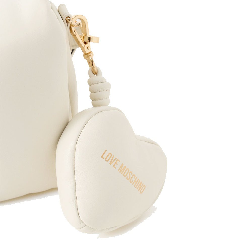 Borsa Donna a Tracolla LOVE MOSCHINO linea Puffy Logo Trapuntata Imbottita Avorio
