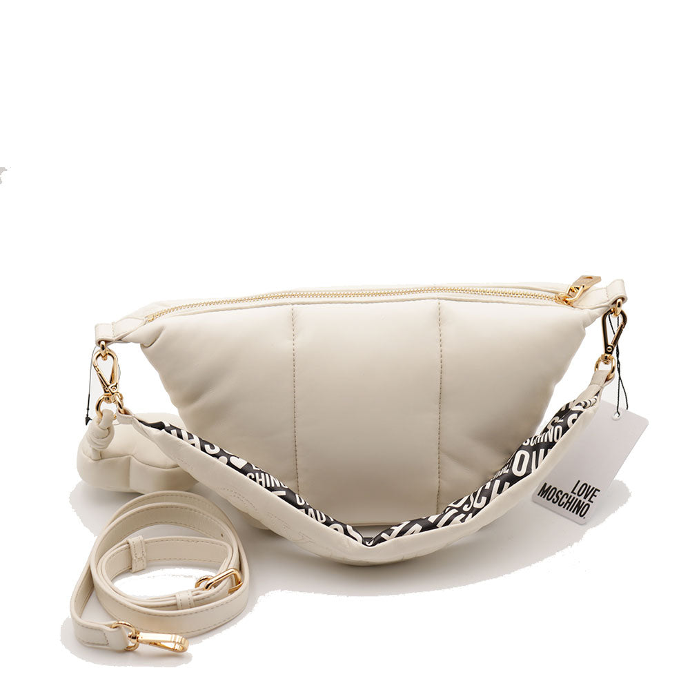 Borsa a Spalla LOVE MOSCHINO linea Puffy Logo Trapuntata Imbottita Avorio