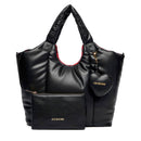 Maxi Shopping Bag LOVE MOSCHINO linea Puffy Logo Trapuntata Imbottita Nera
