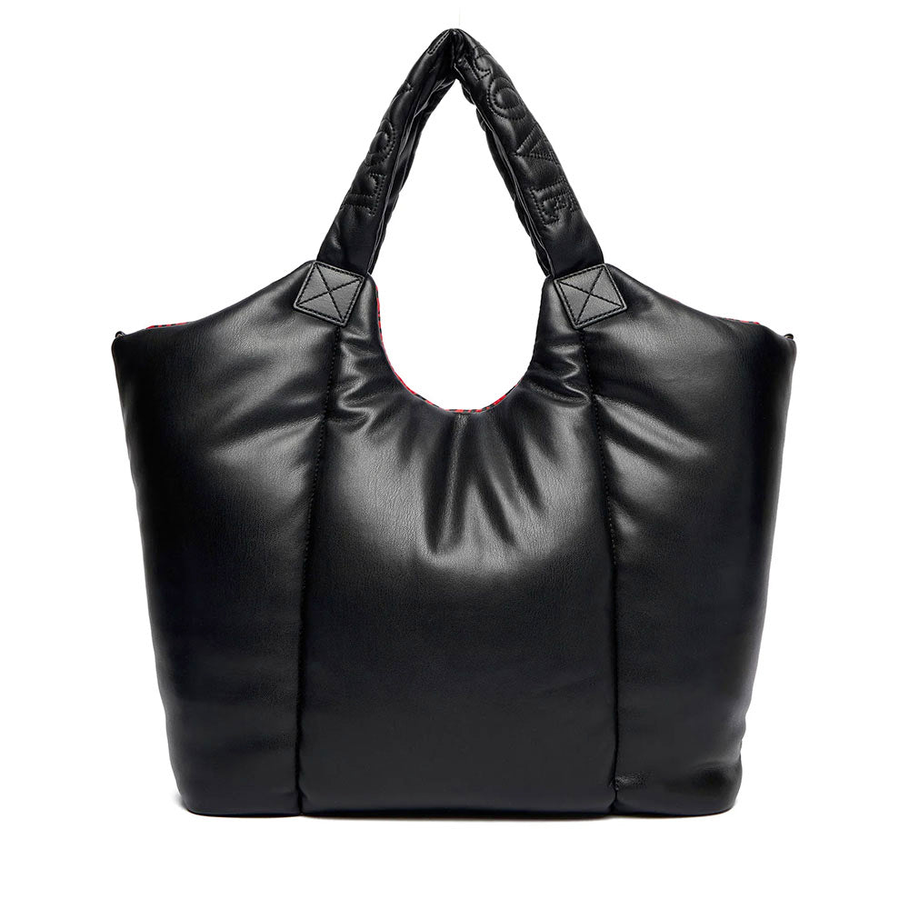Maxi Shopping Bag LOVE MOSCHINO linea Puffy Logo Trapuntata Imbottita Nera