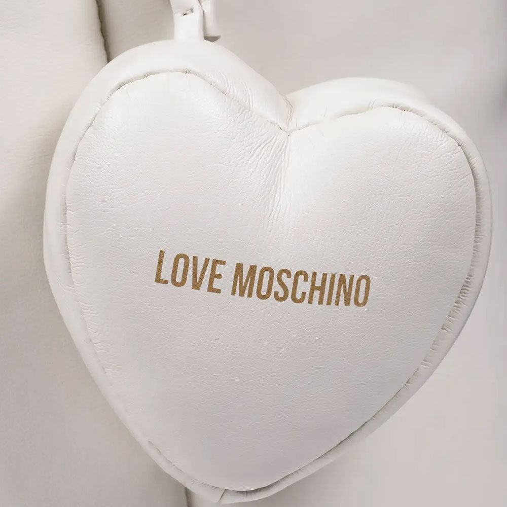 Maxi Shopping Bag LOVE MOSCHINO linea Puffy Logo Trapuntata Imbottita Avorio