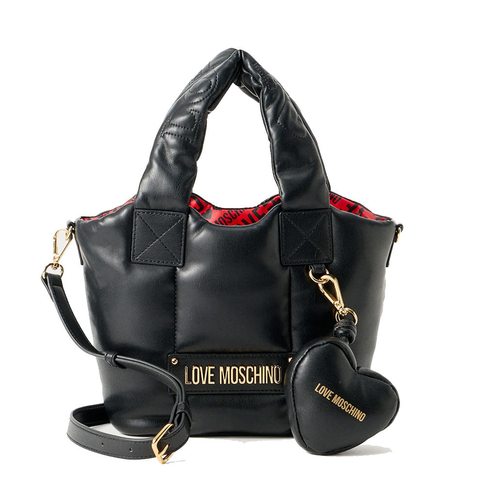 Borsa Donna a Mano LOVE MOSCHINO linea Puffy Logo Trapuntata Imbottita Nera