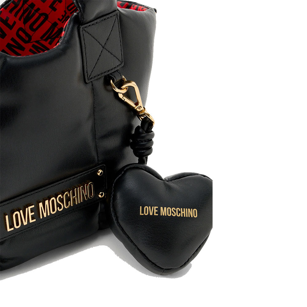 Borsa Donna a Mano LOVE MOSCHINO linea Puffy Logo Trapuntata Imbottita Nera