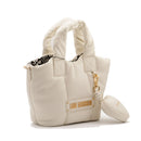 Borsa Donna a Mano LOVE MOSCHINO linea Puffy Logo Trapuntata Imbottita Avorio