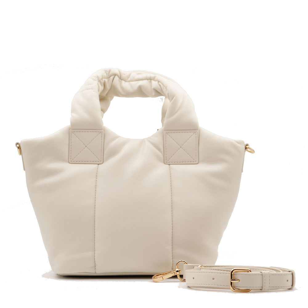 Borsa Donna a Mano LOVE MOSCHINO linea Puffy Logo Trapuntata Imbottita Avorio