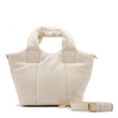 Borsa Donna a Mano LOVE MOSCHINO linea Puffy Logo Trapuntata Imbottita Avorio
