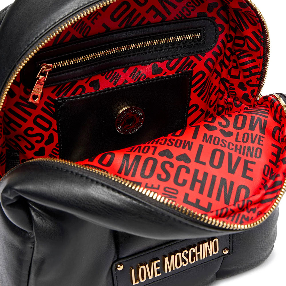 Zaino Donna LOVE MOSCHINO linea Puffy Logo Trapuntato Imbottito Nero