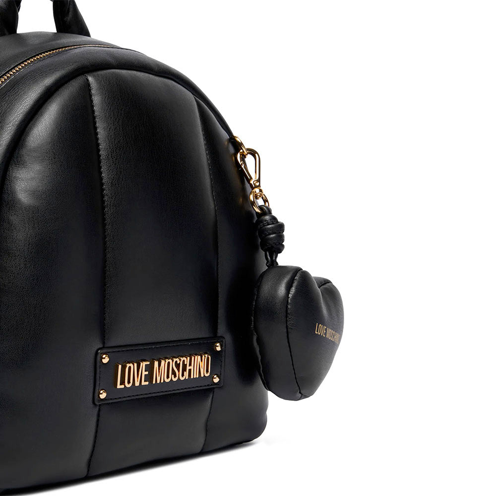 Zaino Donna LOVE MOSCHINO linea Puffy Logo Trapuntato Imbottito Nero