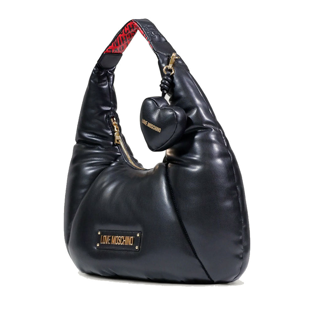 Hobo Bag LOVE MOSCHINO linea Puffy Logo Trapuntata Imbottita Nera