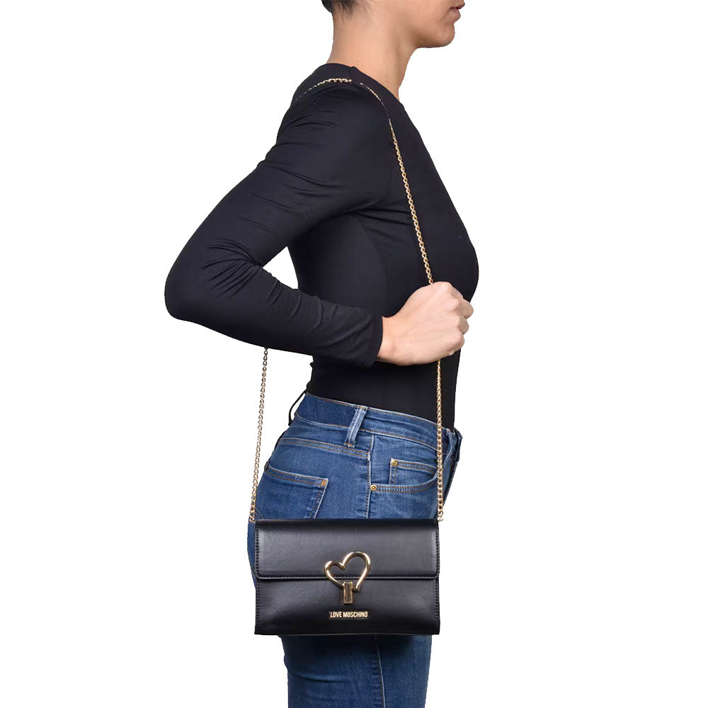 Clutch Donna con Tracolla LOVE MOSCHINO Nera con Cuore