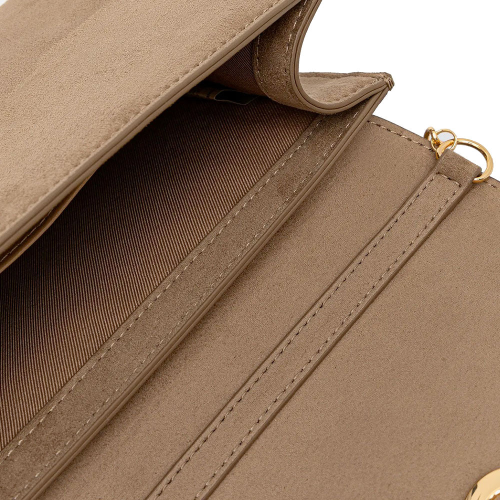 Clutch Donna con Tracolla LOVE MOSCHINO in Tessuto Soft color Sabbia con Cuore