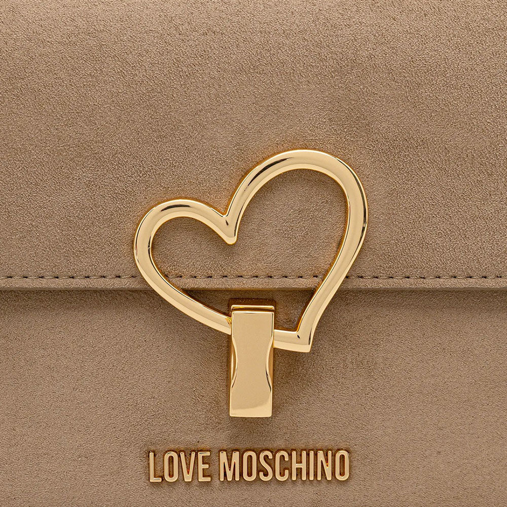 Clutch Donna con Tracolla LOVE MOSCHINO in Tessuto Soft color Sabbia con Cuore