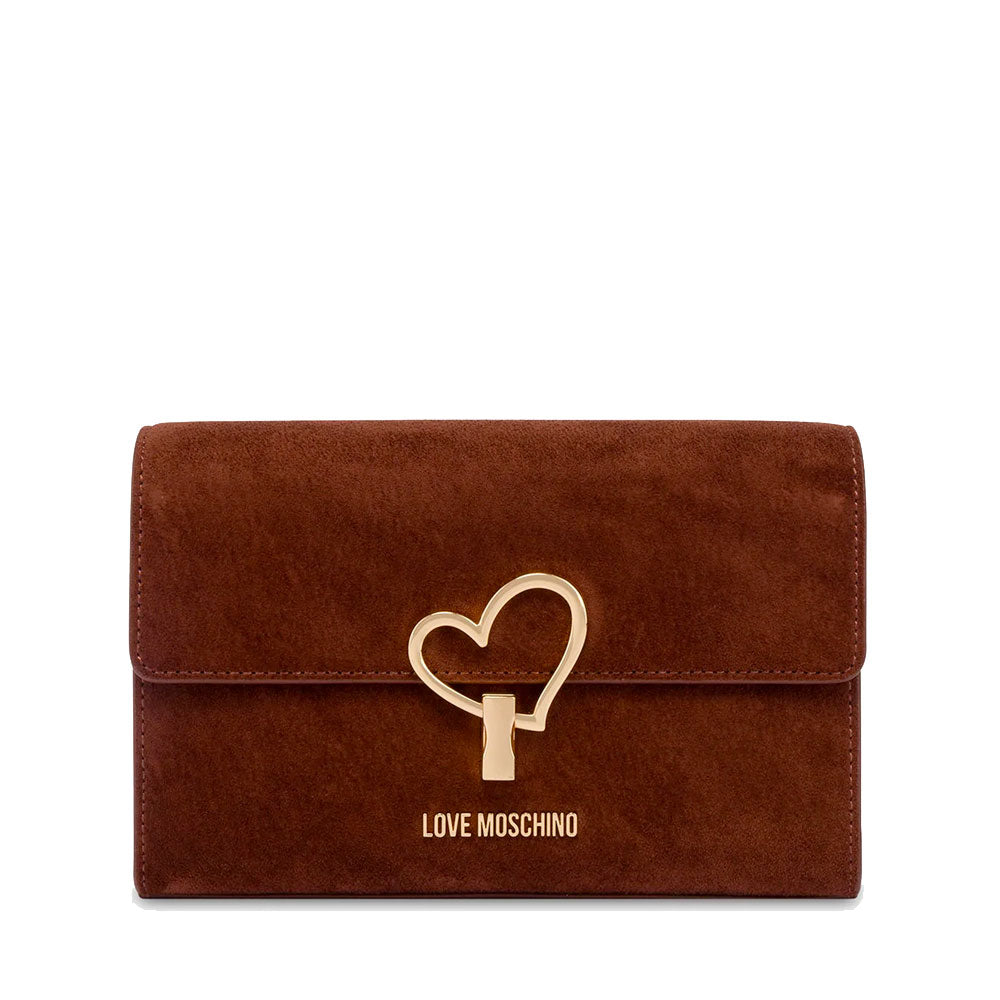 Clutch Donna con Tracolla LOVE MOSCHINO in Tessuto Soft color Ruggine con Cuore