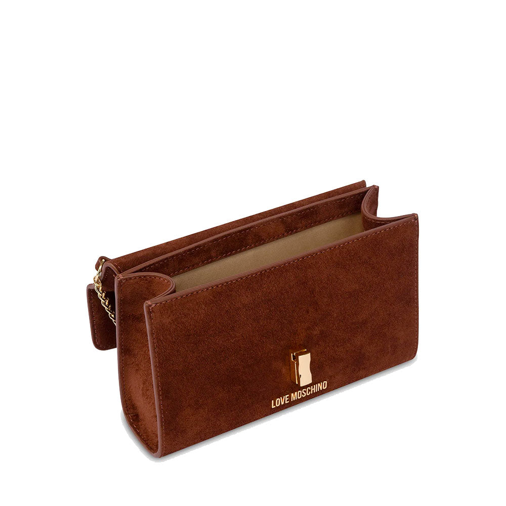 Clutch Donna con Tracolla LOVE MOSCHINO in Tessuto Soft color Ruggine con Cuore