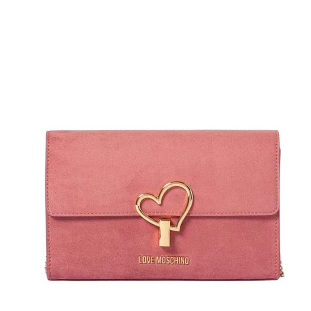 Clutch Donna con Tracolla LOVE MOSCHINO in Tessuto Soft Rosa Antico con Cuore