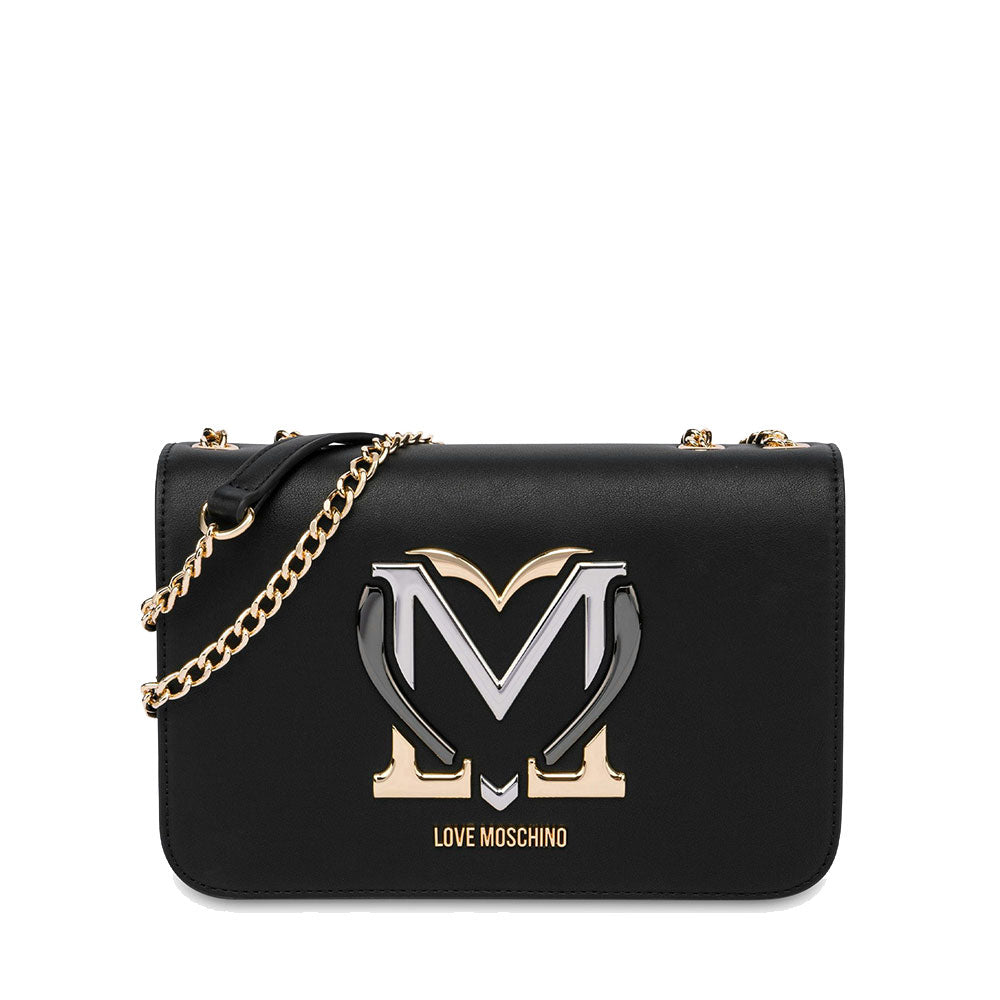 LOVE MOSCHINO Damen Umhängetasche Bunte Herzlinie Schwarz