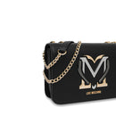 LOVE MOSCHINO Damen Umhängetasche Bunte Herzlinie Schwarz