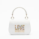 Borsa Donna a Mano LOVE MOSCHINO linea Rhinestone Logo colore Bianco