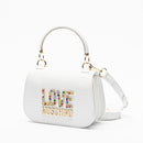 Borsa Donna a Mano LOVE MOSCHINO linea Rhinestone Logo colore Bianco