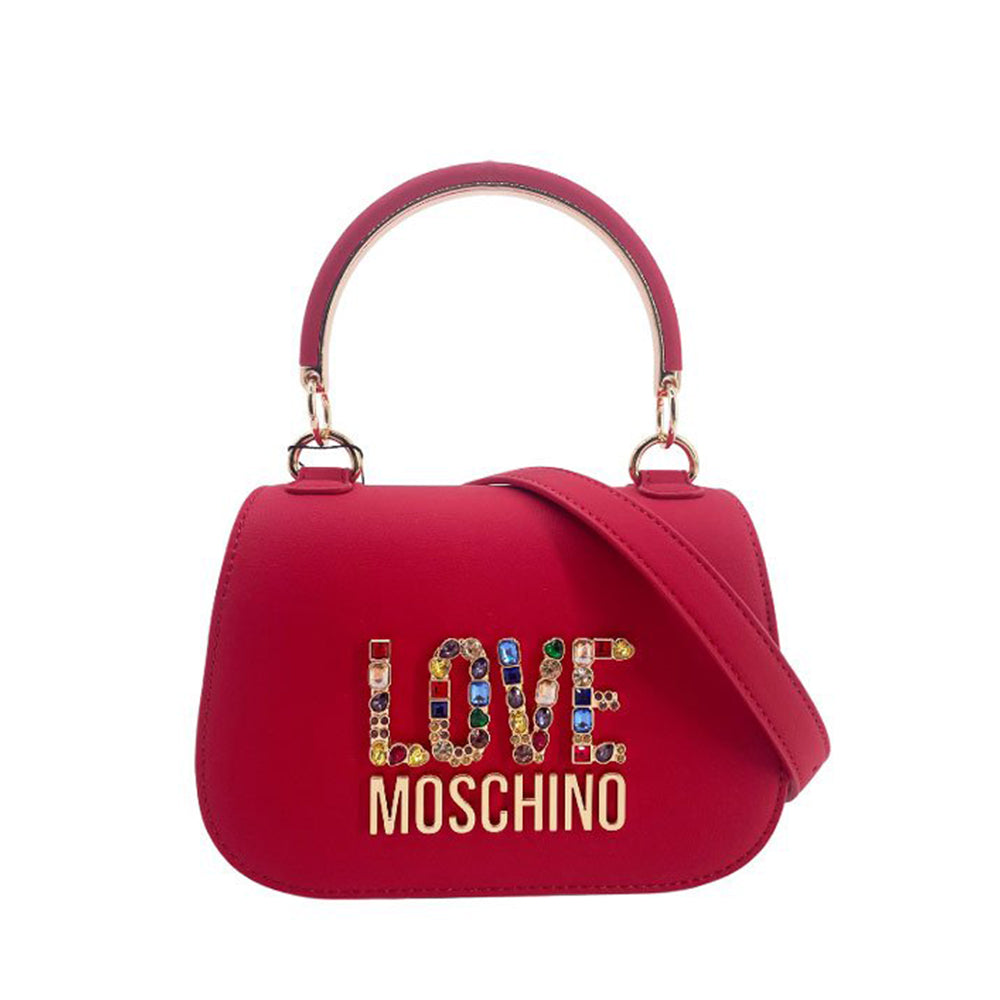 Borsa Donna a Mano LOVE MOSCHINO linea Rhinestone Logo colore Rosso