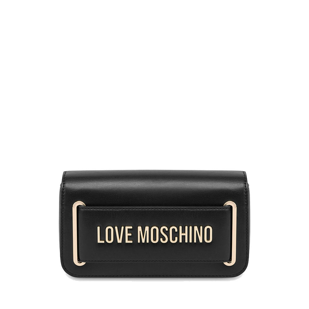 Damen-Clutch mit Schultergurt LOVE MOSCHINO Smart Daily Line Schriftzug Logo Schwarz