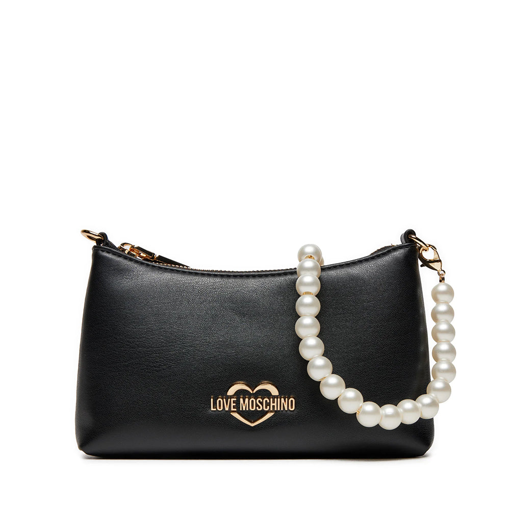 Hobo Bag Small LOVE MOSCHINO Perlenlinie Schwarz