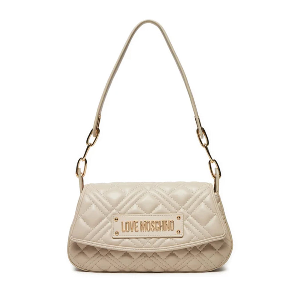 Hobo Bag Trapuntata LOVE MOSCHINO linea Lettering Logo Avorio