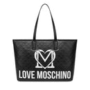 LOVE MOSCHINO gesteppte Einkaufstasche, schwarze Quilt-Logo-Linie