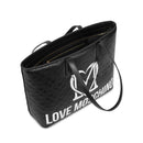 LOVE MOSCHINO gesteppte Einkaufstasche, schwarze Quilt-Logo-Linie